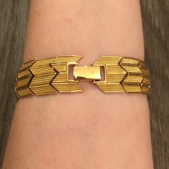 Vintage Napier Chevron Zig Zag Gold Bracelet - Picture 4 of 8